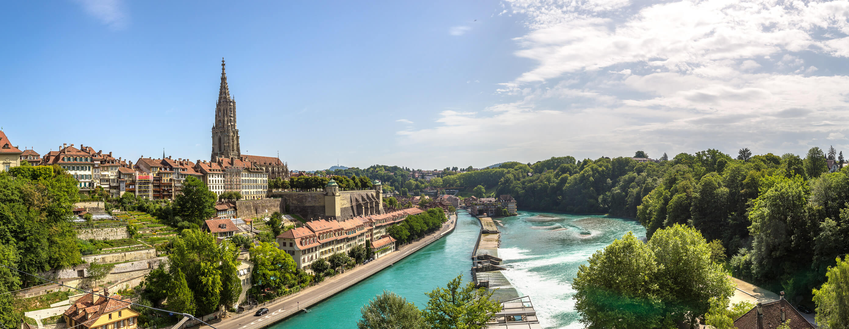 Panoramic view of Bern and Berner Munster cathedral